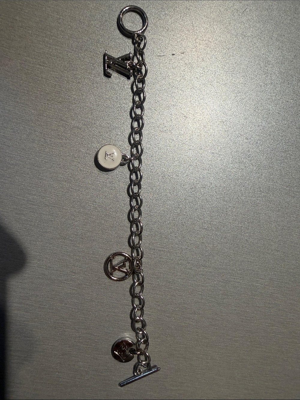 Inspired Silver Charm Bracelet with Logo Discs 7”